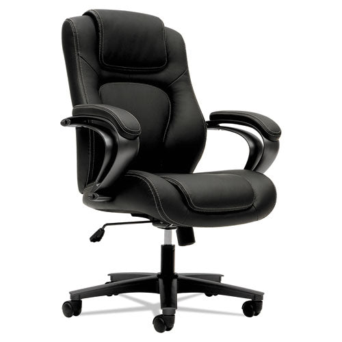 Image of HON® Hvl402 Series Executive High-Back Chair, Supports Up To 250 Lb, 17" To 21" Seat Height, Black Seat/back, Iron Gray Base