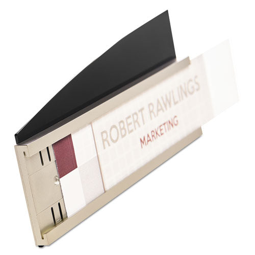 Image of deflecto® Interior Image Anti-Glare Sign Holder, Landscape, 8.5" x 2" Insert, Black/Silver