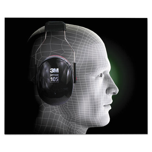 Image of 3M PELTOR OPTIME 105 High Performance Ear Muffs H10A, 30 dB NRR, Black/Red