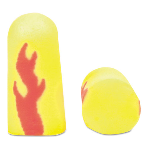 Image of 3M E-A-Rsoft Blasts Earplugs, Cordless, Foam, Yellow Neon/Red Flame, 200 Pairs/Box