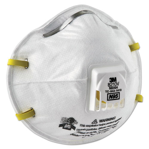 Image of 3M Particulate Respirator 8210V, N95, Cool Flow Valve, Standard Size, 10/Box