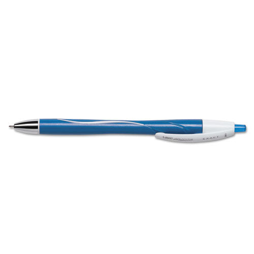 Image of BIC® Glide Exact Ballpoint Pen, Retractable, Fine 0.7 Mm, Blue Ink, Blue Barrel, Dozen