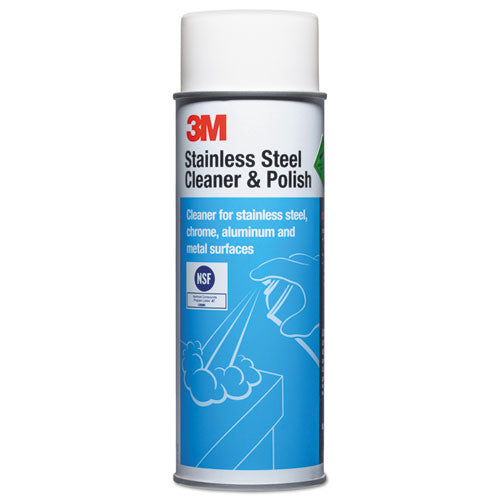 Image of 3M Stainless Steel Cleaner And Polish, Lime Scent, Foam, 21 Oz Aerosol Spray, 12/carton