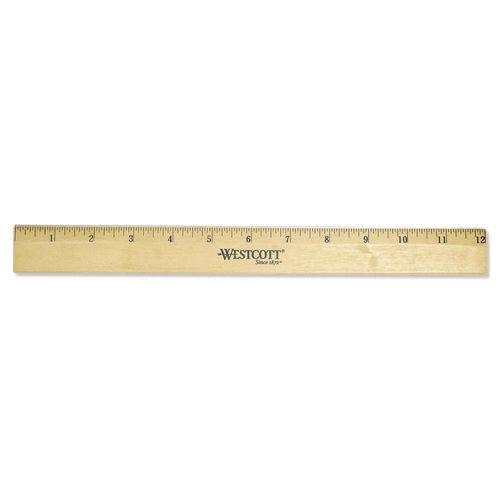 Image of Westcott® Wood Ruler With Single Metal Edge, Standard, 12" Long
