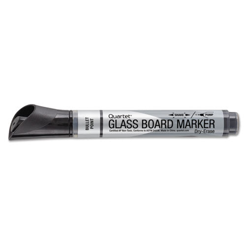 Image of Quartet® Premium Glass Board Dry Erase Marker, Broad Bullet Tip, Black, Dozen