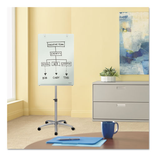 Image of Quartet® Infinity Glass Mobile Presentation Easel, 36" x 24", White Surface, Black/Gray Metal/Plastic Frame