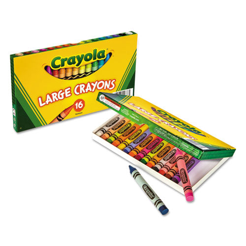 Image of Crayola® Large Crayons, Lift Lid Box, 16 Colors/box