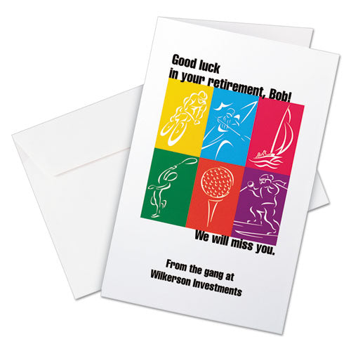 Image of Avery® Half-Fold Greeting Cards with Matching Envelopes, Inkjet, 85 lb, 5.5 x 8.5, Matte White, 1 Card/Sheet, 30 Sheets/Box