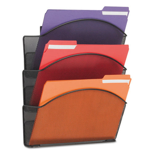Image of Safco® Onyx Mesh Wall Pockets, 3 Sections, Letter Size, 12" x 3.25" x 17.25", Black
