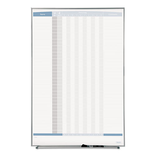 Image of Quartet® Matrix Employee In/Out Board, Vertical, 36-Person Tracking, 34" x 23", White Surface, Satin Aluminum Frame