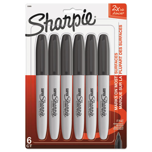 Image of Sharpie® Super Permanent Marker, Fine Bullet Tip, Black, 6/pack