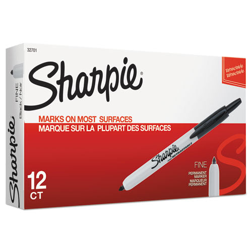 Image of Sharpie® Retractable Permanent Marker, Fine Bullet Tip, Black