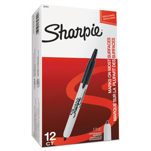 Image of Sharpie® Retractable Permanent Marker, Fine Bullet Tip, Black