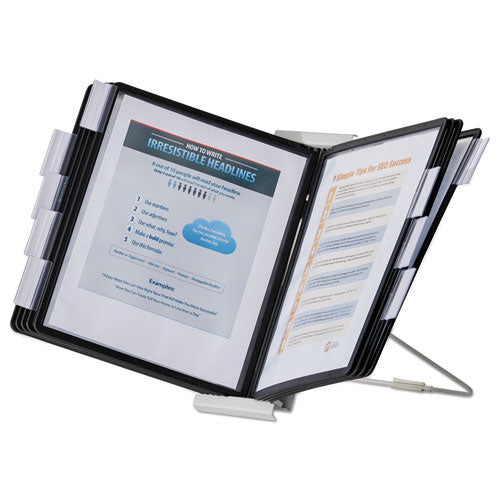 Image of Durable® Instaview Expandable Desktop Reference System, 10 Panels, Black Borders