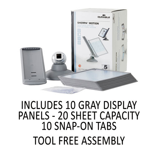 Image of Durable® Sherpa Motion Desk Reference System, 10 Panels, Gray Borders