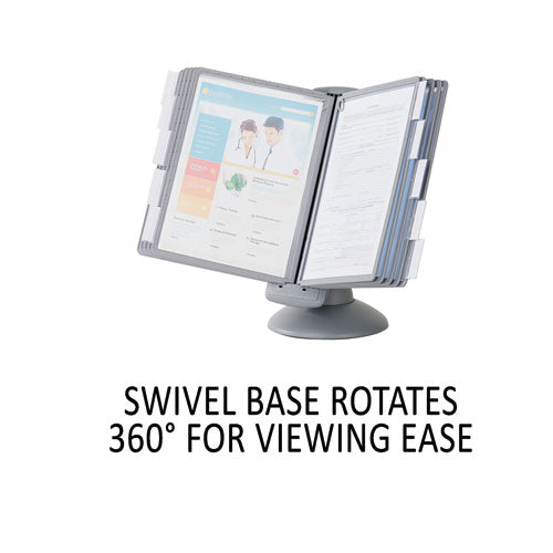 Image of Durable® Sherpa Motion Desk Reference System, 10 Panels, Gray Borders