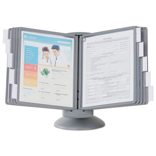 Image of Durable® Sherpa Motion Desk Reference System, 10 Panels, Gray Borders