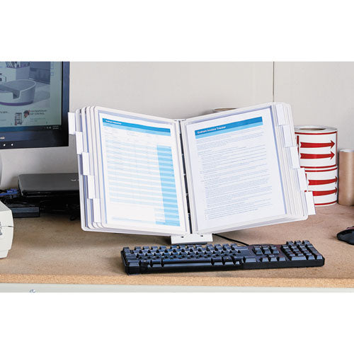 Image of Durable® SHERPA Desk Reference System, 10 Panels, 10 x 5.88 x 13.5, Gray Borders