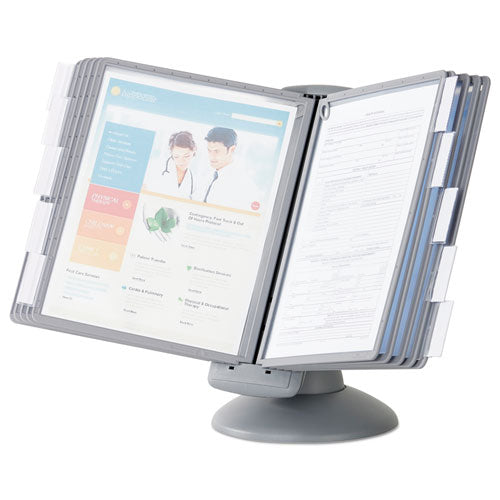 Image of Durable® Sherpa Motion Desk Reference System, 10 Panels, Gray Borders