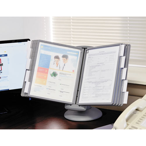 Image of Durable® Sherpa Motion Desk Reference System, 10 Panels, Gray Borders