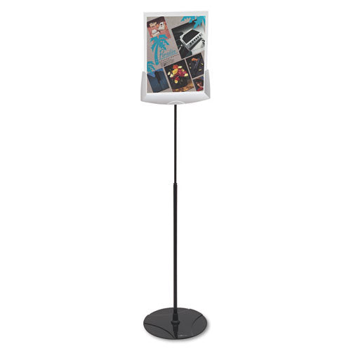 Image of Durable® Sherpa Infobase Sign Stand, Acrylic/Metal, 40" to 60" High, Gray