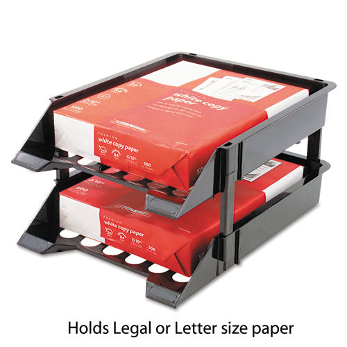 Image of deflecto® Supertray Countertop Tray Set, 2 Sections, Letter To Legal Size Files, 11" X 14.88" X 2.5", Black, 2/pack