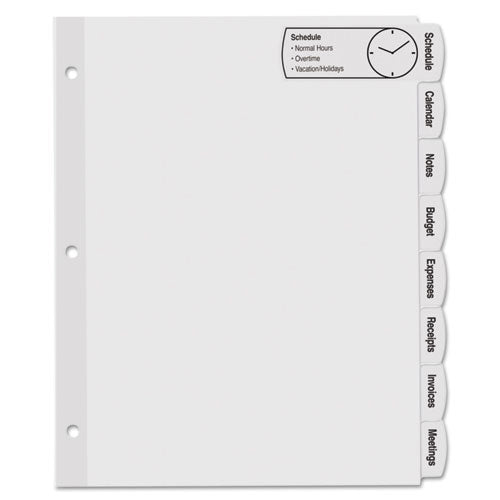 Image of Avery® Big Tab Printable Large White Label Tab Dividers, 8-Tab, 11 x 8.5, White, 20 Sets