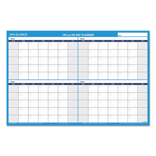 Image of AT-A-GLANCE® 90/120-Day Undated Horizontal Erasable Wall Planner, 36 X 24, White/blue Sheets, Undated