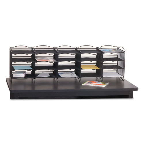 Image of Safco® Onyx Mesh Literature Sorter, 20 Compartments, 19 X 15.25 X 59, Black