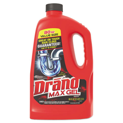 Image of Drano® Max Gel Clog Remover, Bleach Scent, 80 Oz Bottle, 6/carton