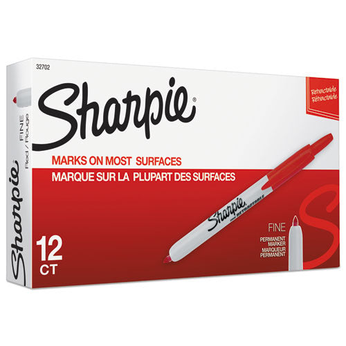 Image of Sharpie® Retractable Permanent Marker, Fine Bullet Tip, Red