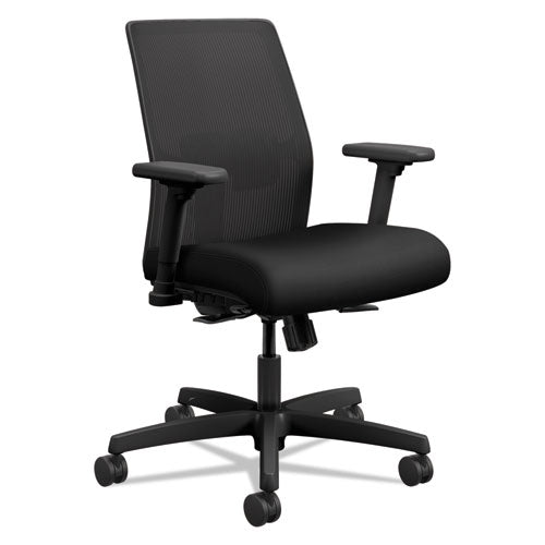 Image of HON® Ignition 2.0 4-Way Stretch Low-Back Mesh Task Chair, Supports Up to 300 lb, 16.75" to 21.25" Seat Height, Black