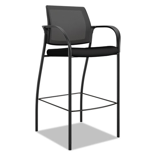 Image of HON® Ignition 2.0 Ilira-Stretch Mesh Back Cafe Height Stool, Supports Up to 300 lb, 31" High Seat, Black Seat/Back, Black Base