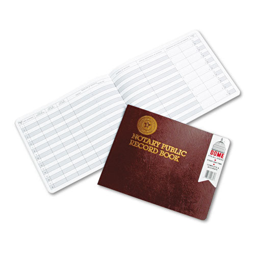 Image of Dome® Notary Public Record Book, 10 Column Format, Maroon Cover, 10.5 X 8.25 Sheets, 32 Sheets/book