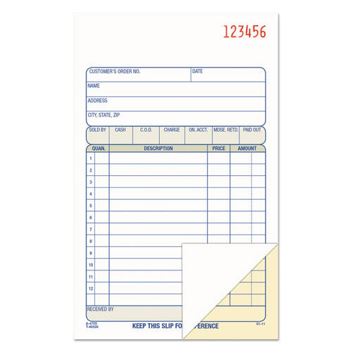 Image of Adams® Multipart Sales Order Pad, 12 Lines, Two-Part Carbonless, 4.19 x 6.69, 50 Forms Total