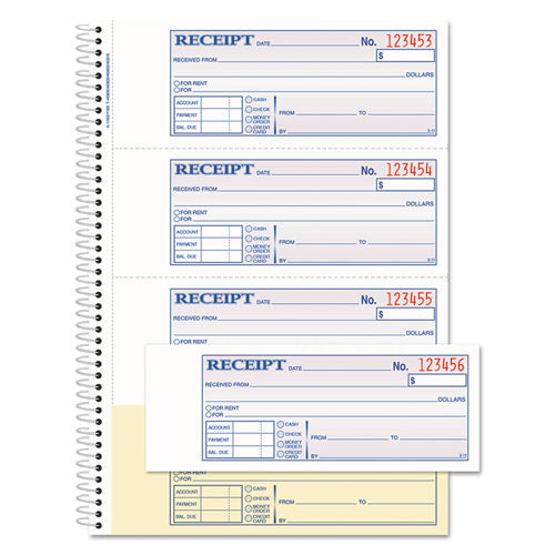 Image of Adams® Multipart Money/Rent Receipt Book, Two-Part Carbonless, 7.13 x 2.75, 4 Forms/Sheet, 200 Forms Total