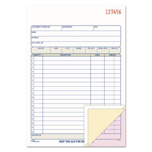 Image of Adams® Multipart Sales Order Pad, Three-Part Carbonless, 5.56 x 7.94, 50 Forms Total