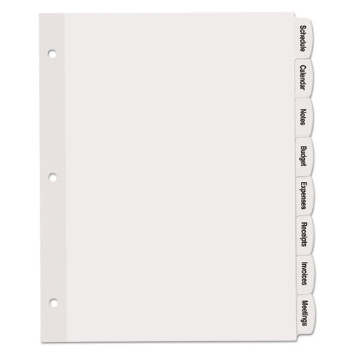 Image of Avery® Big Tab Printable White Label Tab Dividers, 8-Tab, 11 x 8.5, White, 20 Sets