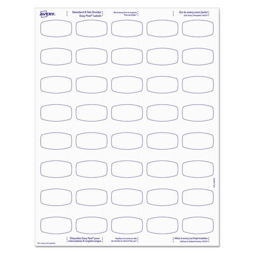 Image of Avery® Big Tab Printable White Label Tab Dividers, 8-Tab, 11 x 8.5, White, 20 Sets