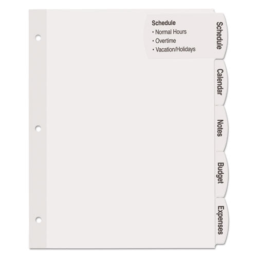 Image of Avery® Big Tab Printable Large White Label Tab Dividers, 5-Tab, 11 x 8.5, White, 20 Sets
