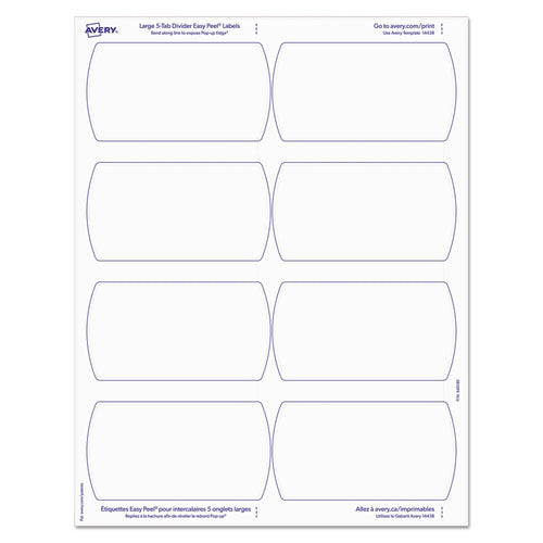 Image of Avery® Big Tab Printable Large White Label Tab Dividers, 5-Tab, 11 x 8.5, White, 20 Sets