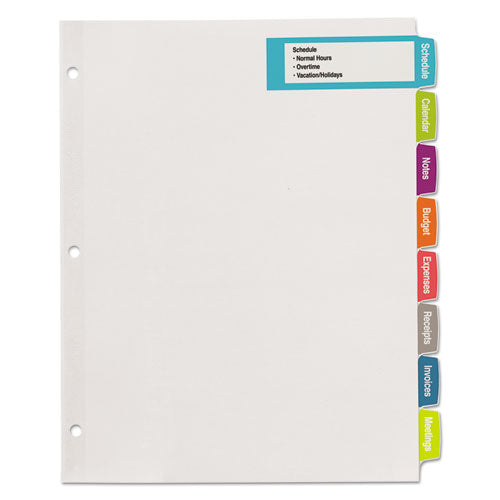 Image of Avery® Big Tab Printable Large White Label Tab Dividers, 8-Tab, 11 x 8.5, White, 20 Sets