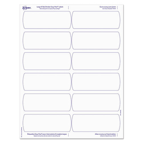 Image of Avery® Big Tab Printable Large White Label Tab Dividers, 8-Tab, 11 x 8.5, White, 20 Sets