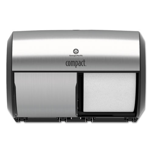 Image of Georgia Pacific® Professional Compact Coreless Side-by-Side 2-Roll Dispenser, 11 x 7.38 x 7.38, Stainless Steel