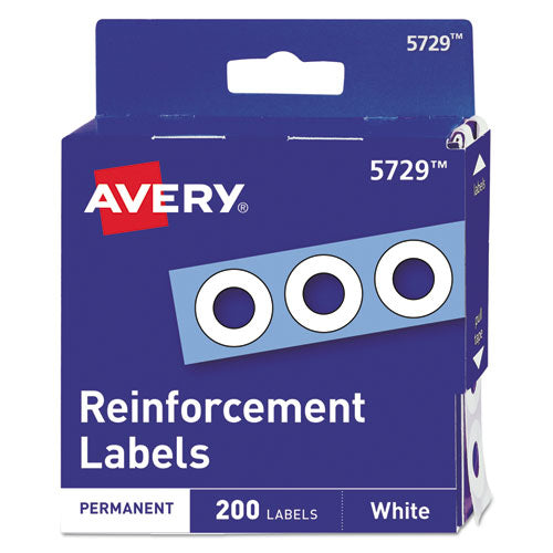 Image of Avery® Dispenser Pack Hole Reinforcements, 0.25" Dia, White, 200/Pack, (5729)
