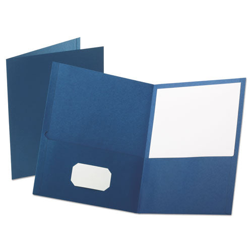 Image of Oxford Leatherette Two Pocket Portfolio, 8.5 X 11, Blue/blue, 10/pack