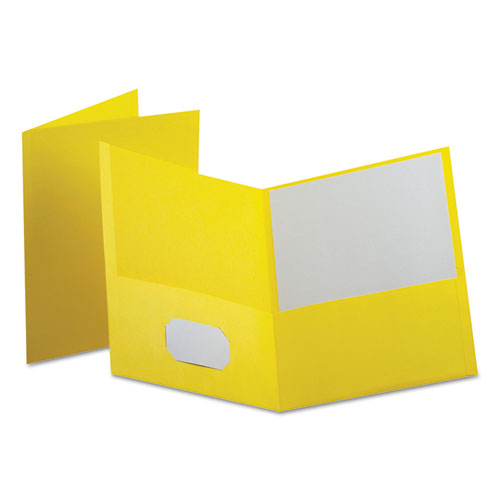 Image of Oxford Leatherette Two Pocket Portfolio, 8.5 X 11, Yellow/yellow, 10/pack