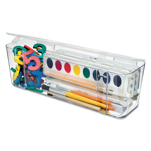 Image of deflecto® Stackable Caddy Organizer, Large, Plastic, 13.24 x 4 x 4.38, White