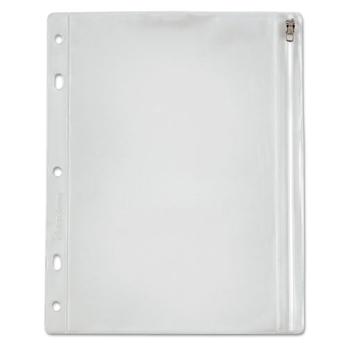 Image of Oxford Zipper Binder Pocket, 2- to 5-Hole Punched, 8" x 10.5", Clear