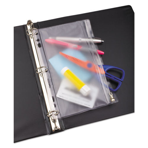 Image of Oxford Zipper Binder Pocket, 2- to 5-Hole Punched, 6" x 9.5", Clear